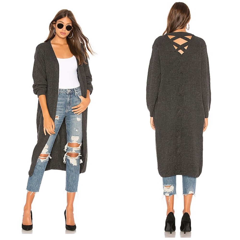 [Lovers and Friends] Lace Up Back Cardigan Revolve Sweater Long Maxi